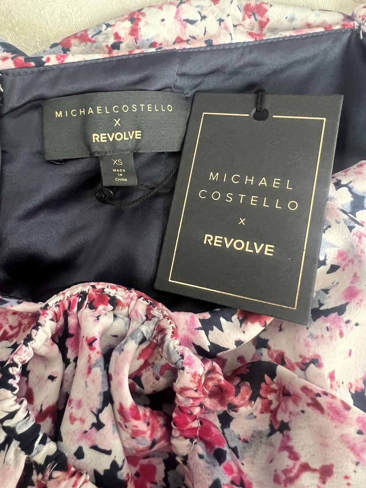Michael Costello X Revolve Polyester Stretch Jumpsuit XS Pink Blossom Peplum