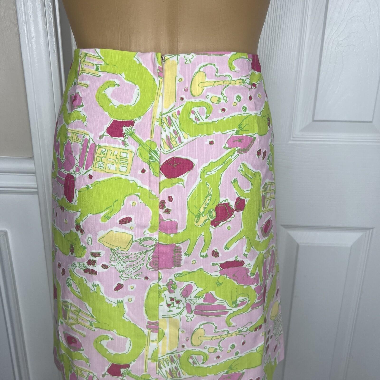 Lilly Pulitzer Originals Cotton Polyester Skirt 6 Multicolor Alligator Lace Mini