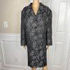 Le Suit Polyester Skirt Suit Size 24W Black White Floral Shawl Collar Lined 2PC