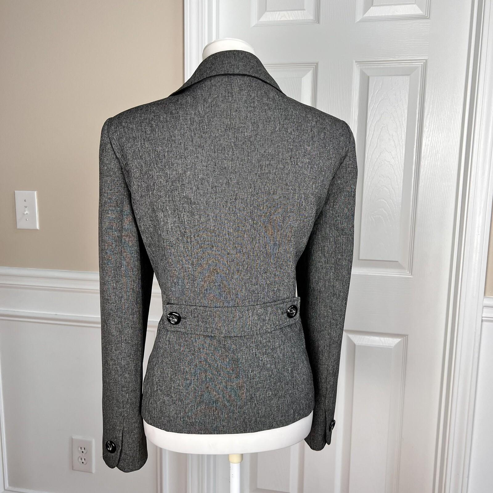 KASPER Women Gray Black Polyester Lined Notch Collar Blazer Size 12