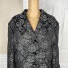 Le Suit Polyester Skirt Suit Size 24W Black White Floral Shawl Collar Lined 2PC