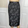 Le Suit Polyester Skirt Suit Size 24W Black White Floral Shawl Collar Lined 2PC