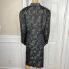 Le Suit Polyester Skirt Suit Size 24W Black White Floral Shawl Collar Lined 2PC