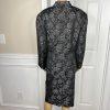 Le Suit Polyester Skirt Suit Size 24W Black White Floral Shawl Collar Lined 2PC