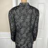 Le Suit Polyester Skirt Suit Size 24W Black White Floral Shawl Collar Lined 2PC