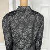 Le Suit Polyester Skirt Suit Size 24W Black White Floral Shawl Collar Lined 2PC