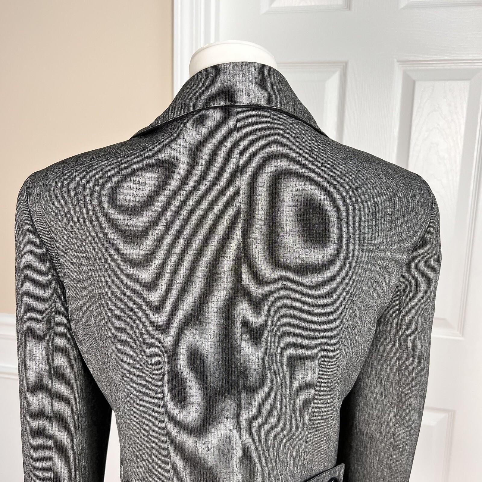 KASPER Women Gray Black Polyester Lined Notch Collar Blazer Size 12