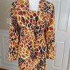 EMR Women 2PC Abstract Print Polyester Lined Collarless Skirt Suit Size 10