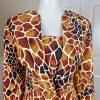 EMR Women 2PC Abstract Print Polyester Lined Collarless Skirt Suit Size 10