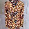 EMR Women 2PC Abstract Print Polyester Lined Collarless Skirt Suit Size 10