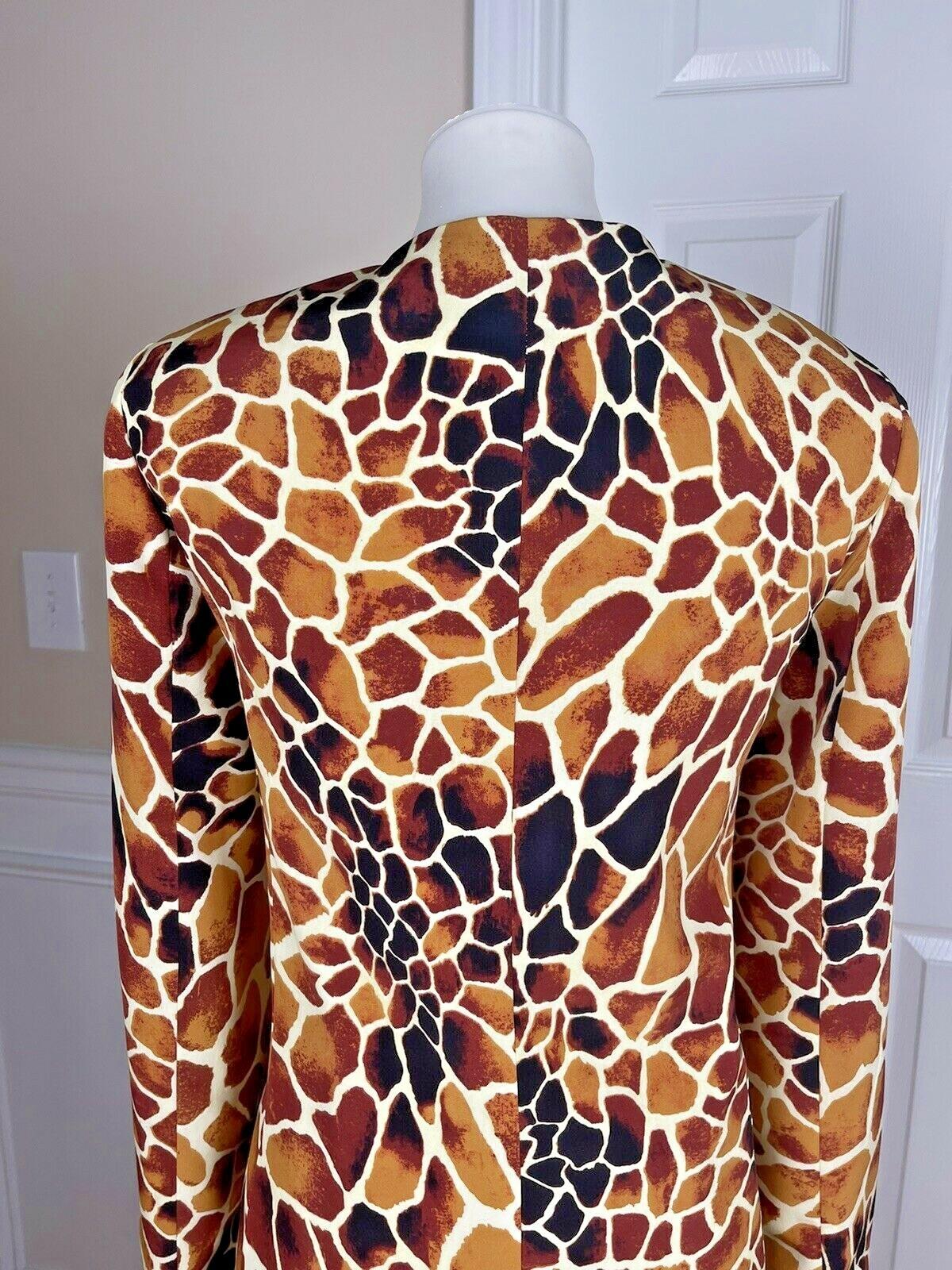 EMR Women 2PC Abstract Print Polyester Lined Collarless Skirt Suit Size 10