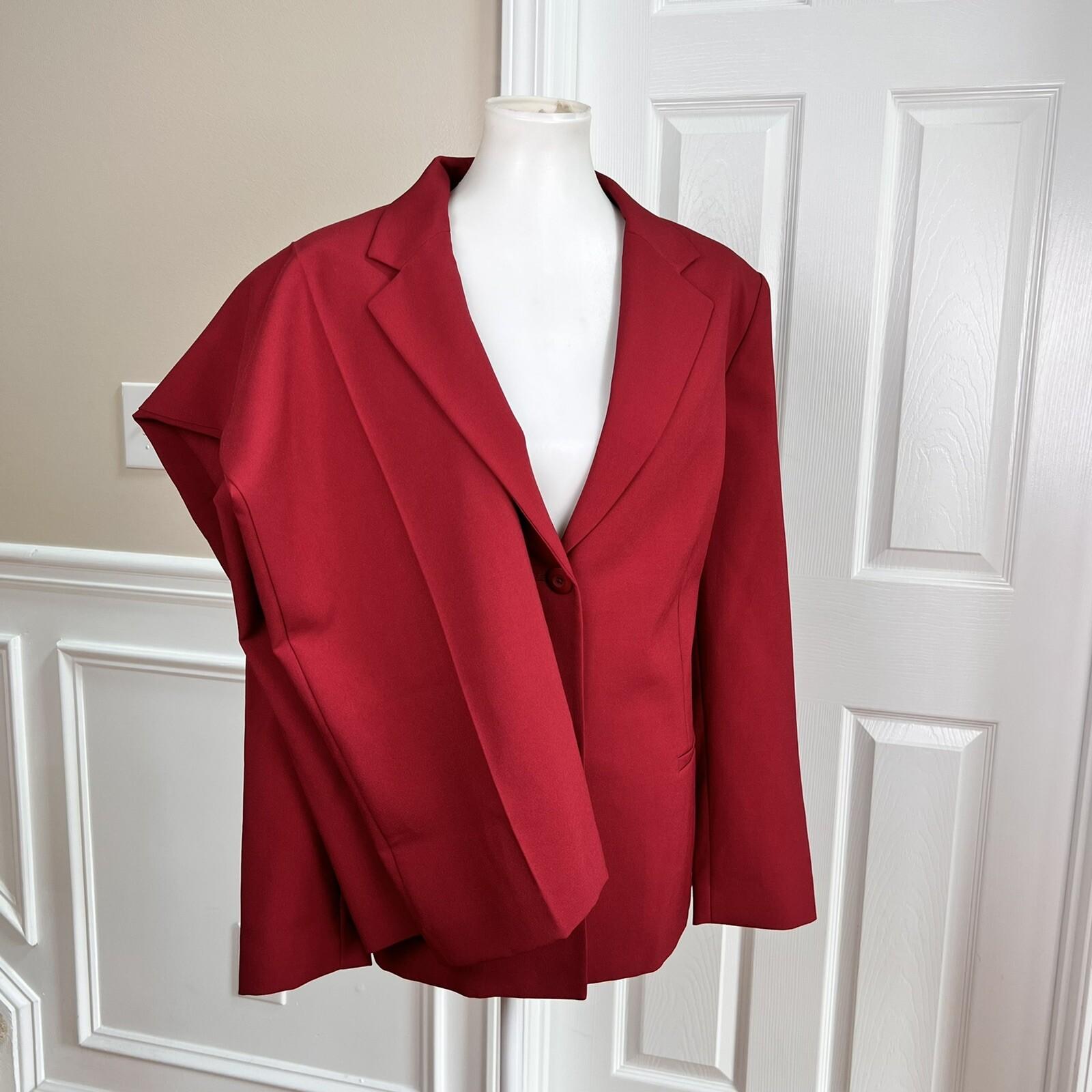 Liz Baker Women Polyester Pant 14 Suit 16 Red Notch Collar Lined 2PC New