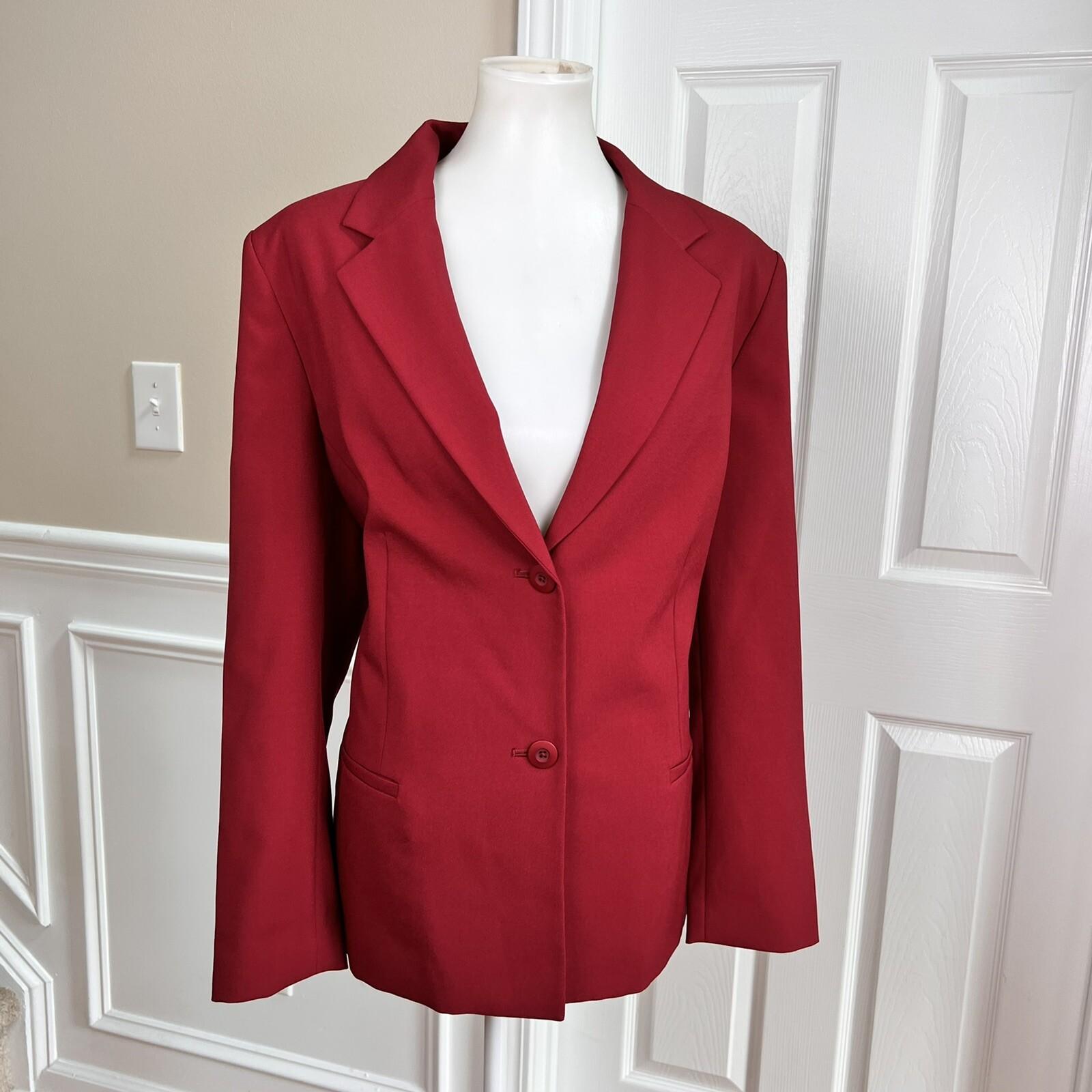 Liz Baker Women Polyester Pant 14 Suit 16 Red Notch Collar Lined 2PC New