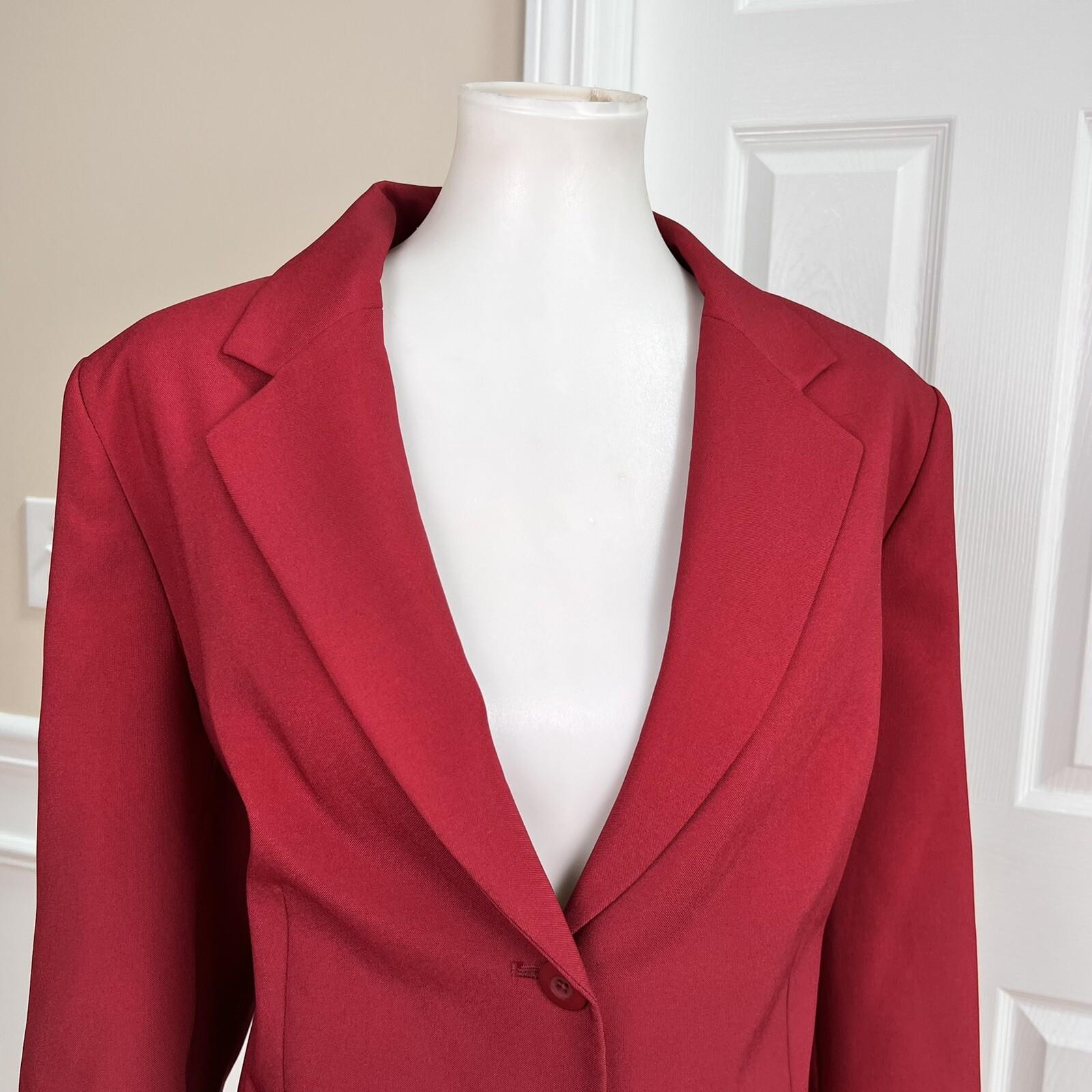 Liz Baker Women Polyester Pant 14 Suit 16 Red Notch Collar Lined 2PC New