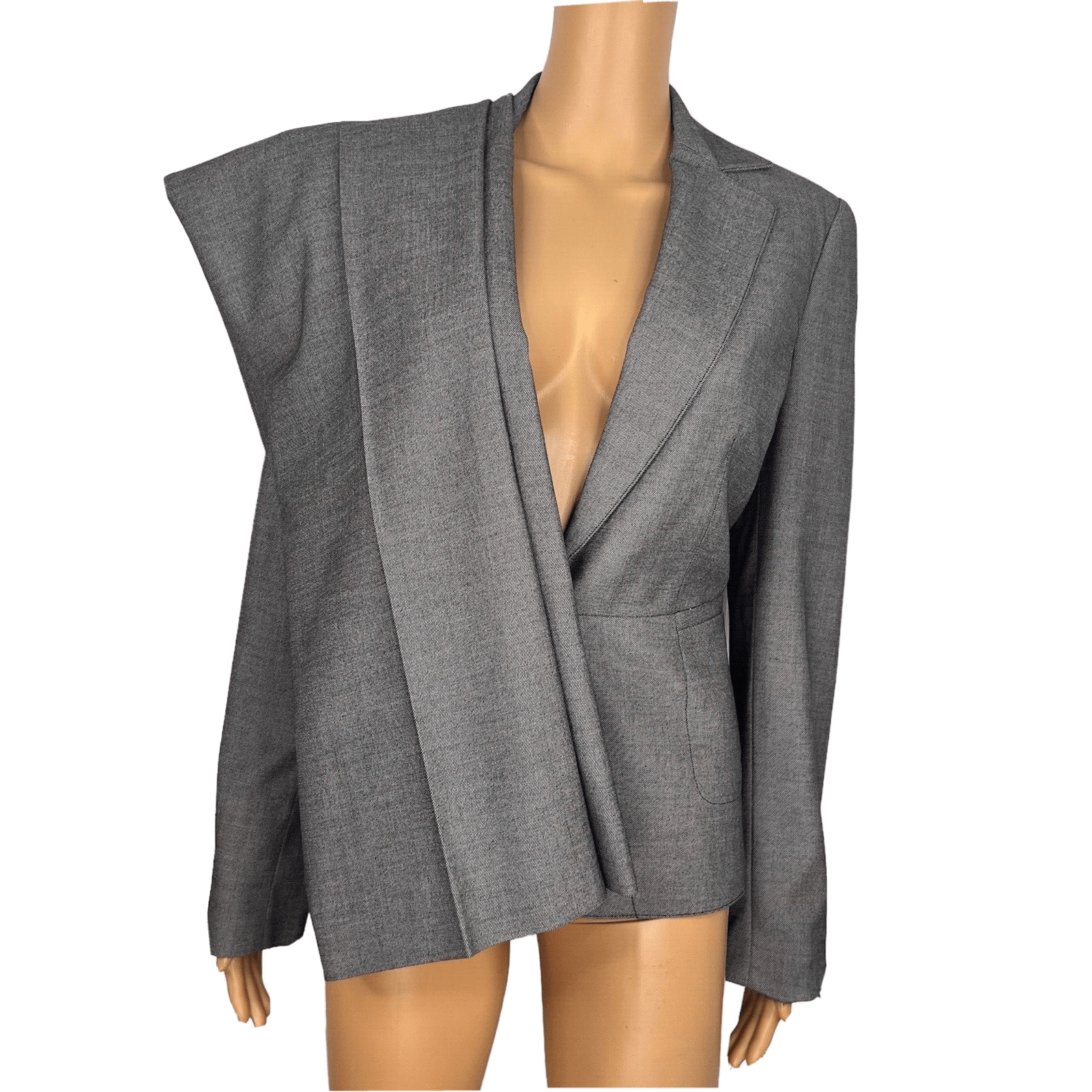 10-5.png Jones New York Polyester Rayon Spandex Pant Suit Size 8 Gray Lined Career 2PC