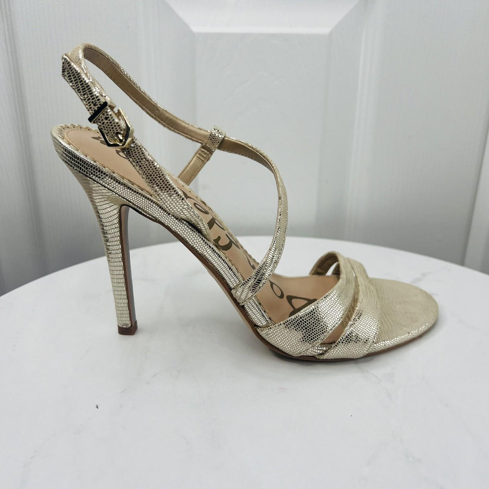 Sam Edelman Alisandra Metallic Sandals Size 9M Molten Gold Strappy Stiletto Heel