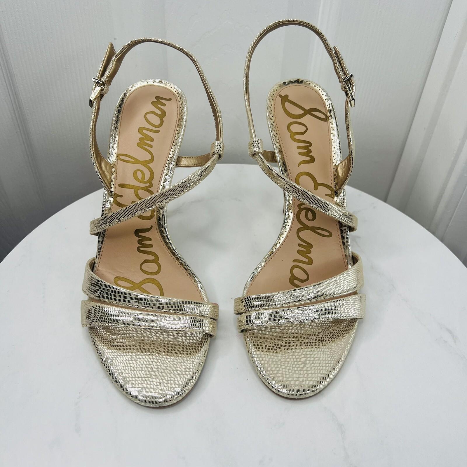 Sam Edelman Alisandra Metallic Sandals Size 9M Molten Gold Strappy Stiletto Heel