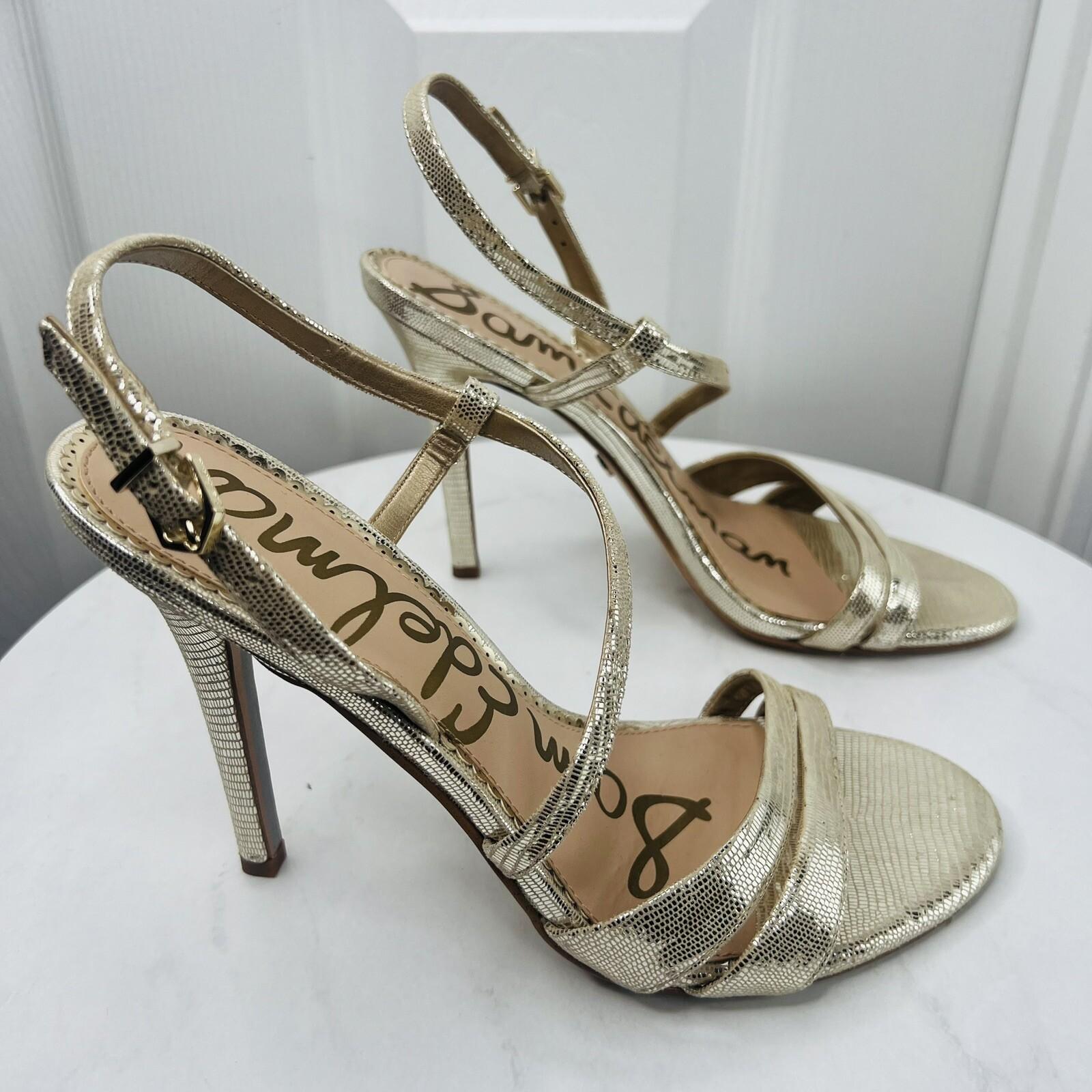 Sam Edelman Alisandra Metallic Sandals Size 9M Molten Gold Strappy Stiletto Heel