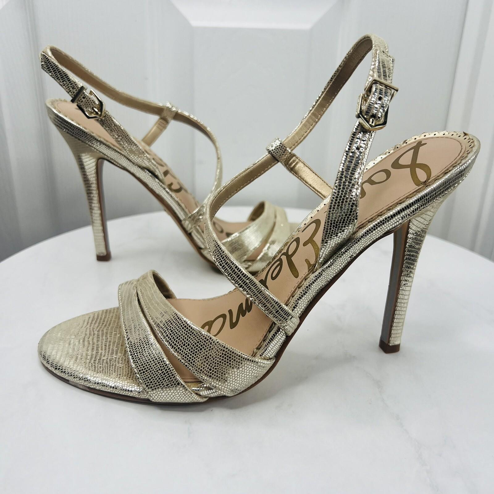 Sam Edelman Alisandra Metallic Sandals Size 9M Molten Gold Strappy Stiletto Heel