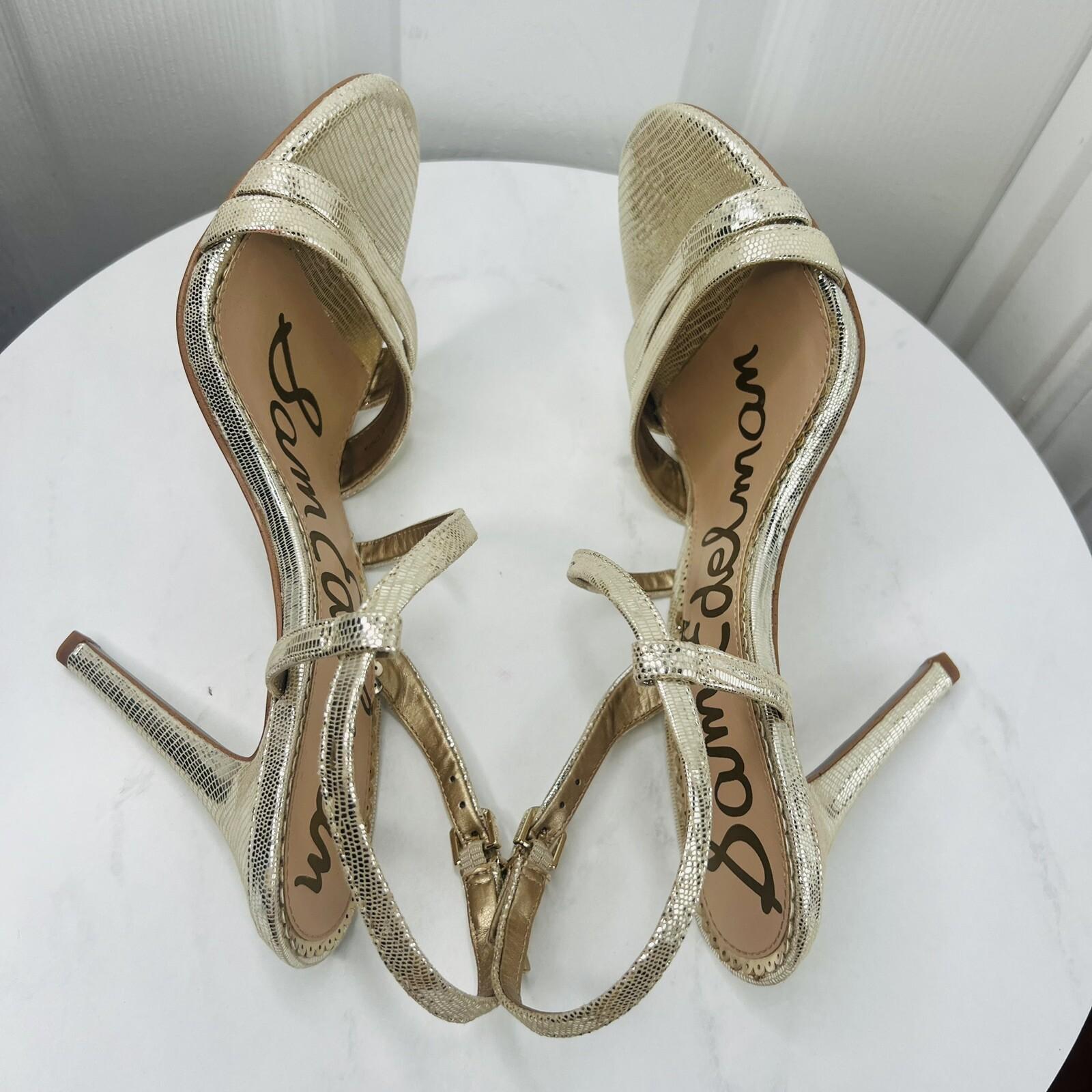 Sam Edelman Alisandra Metallic Sandals Size 9M Molten Gold Strappy Stiletto Heel