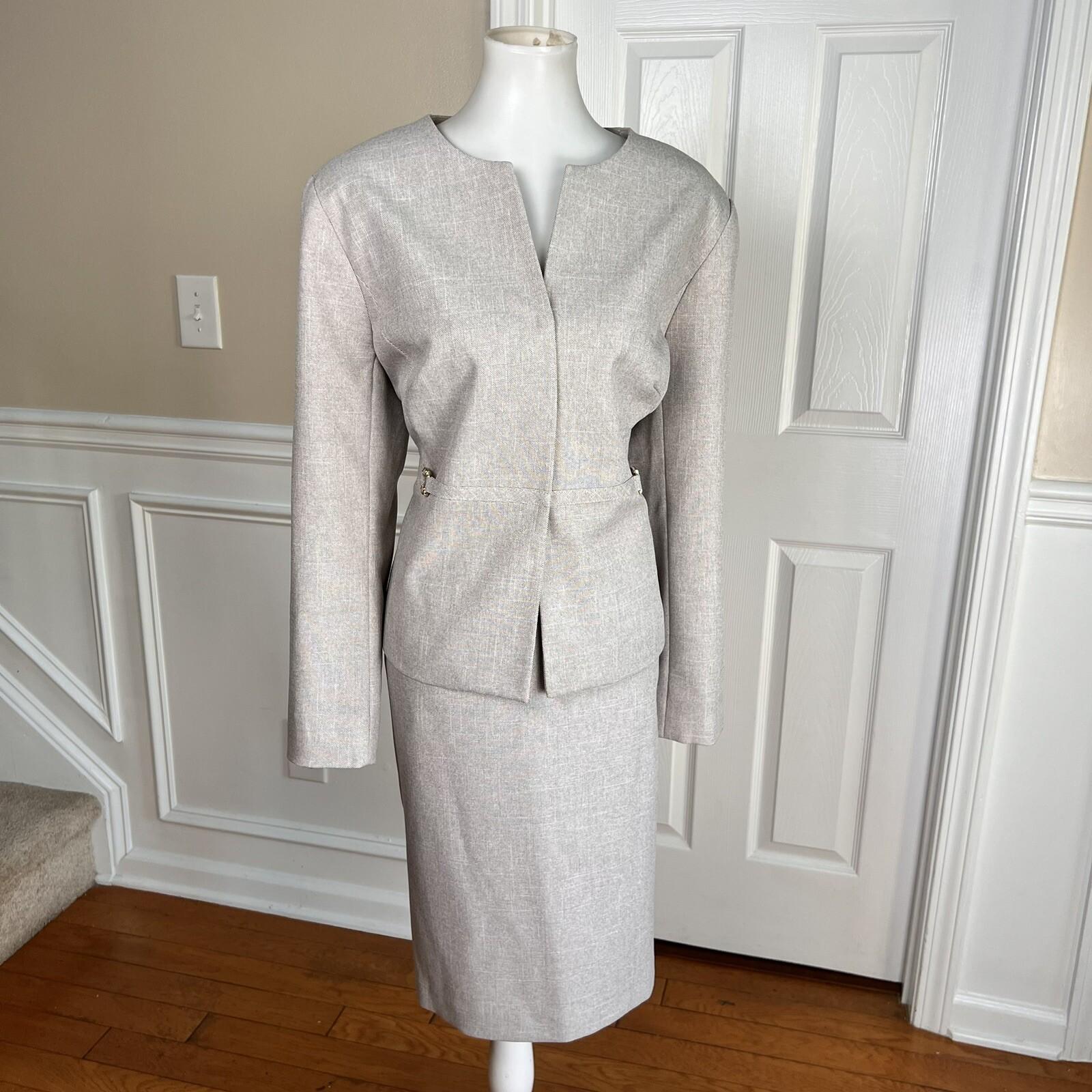 10-501.jpg New ISABELLA 2PC Polyester Lined Collarless Skirt (Size 16) Suit (Size 18)