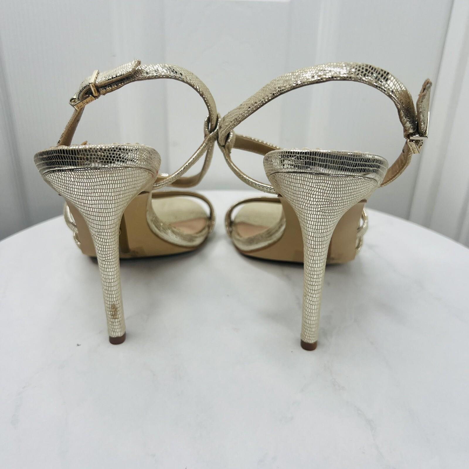 Sam Edelman Alisandra Metallic Sandals Size 9M Molten Gold Strappy Stiletto Heel
