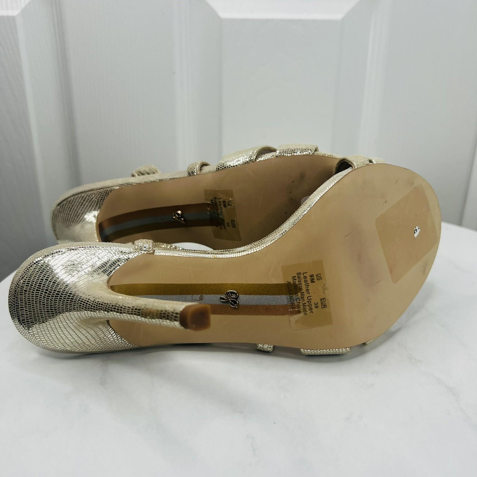 Sam Edelman Alisandra Metallic Sandals Size 9M Molten Gold Strappy Stiletto Heel
