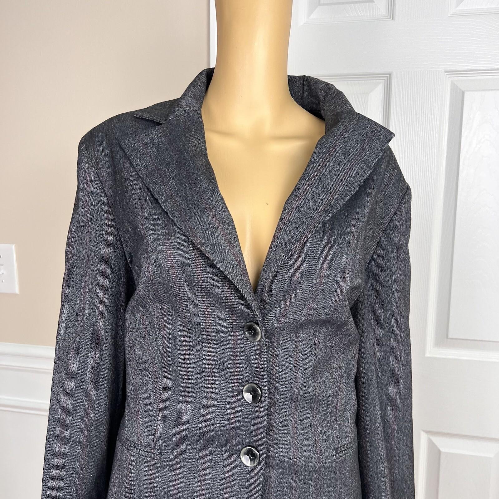 Larry Levine Polyester Rayon Stretch Skirt Suit Size 18 Charcoal Gray 2PC New