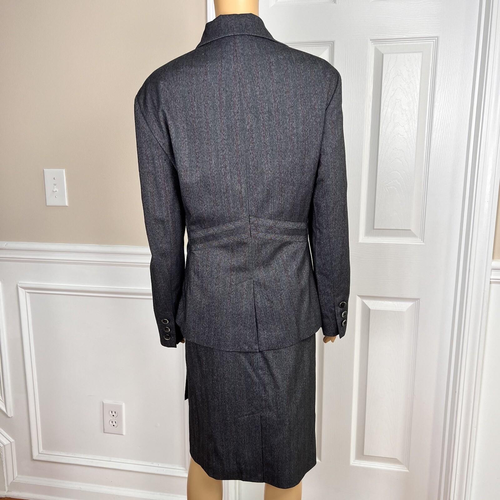 Larry Levine Polyester Rayon Stretch Skirt Suit Size 18 Charcoal Gray 2PC New