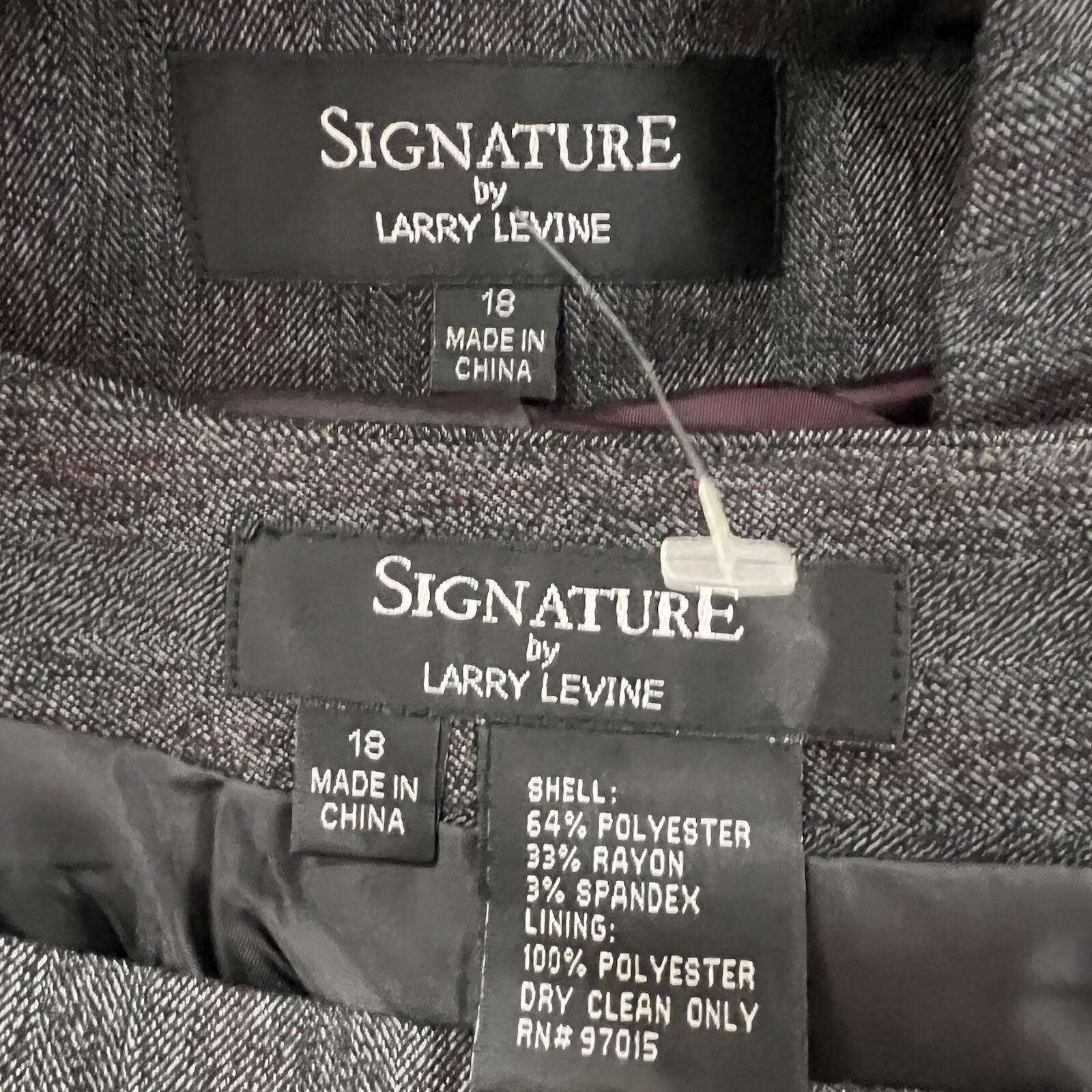 Larry Levine Polyester Rayon Stretch Skirt Suit Size 18 Charcoal Gray 2PC New
