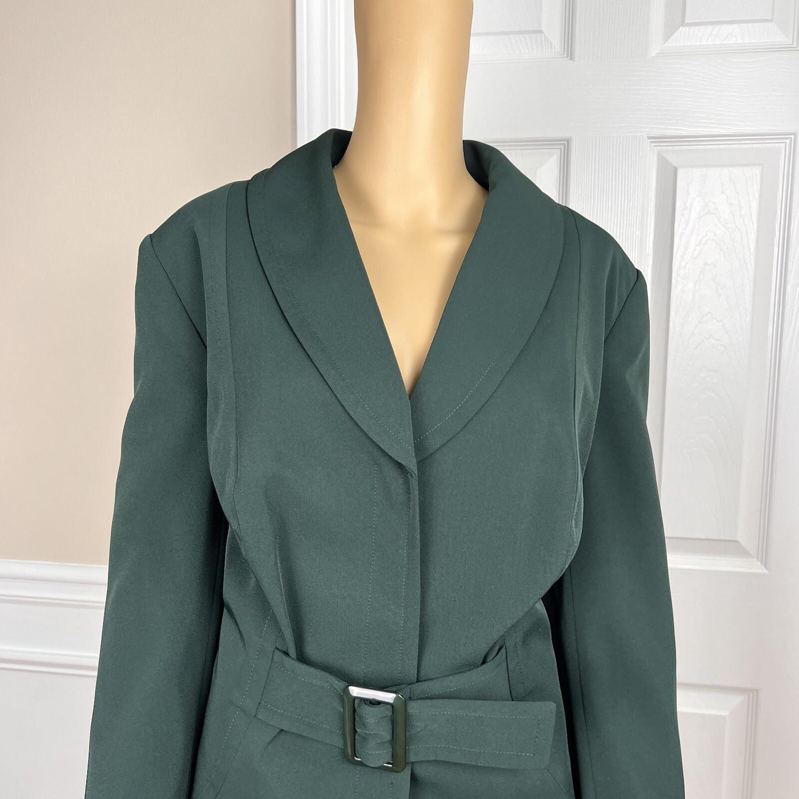 John Meyer Polyester Spandex Skirt Suit 16W Green 2Piece Shawl Collar Belted New