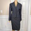 10-5035.jpg Larry Levine Spandex Rayon Polyester Pant Skirt Suit Size 8 Gray Lined 3PC New