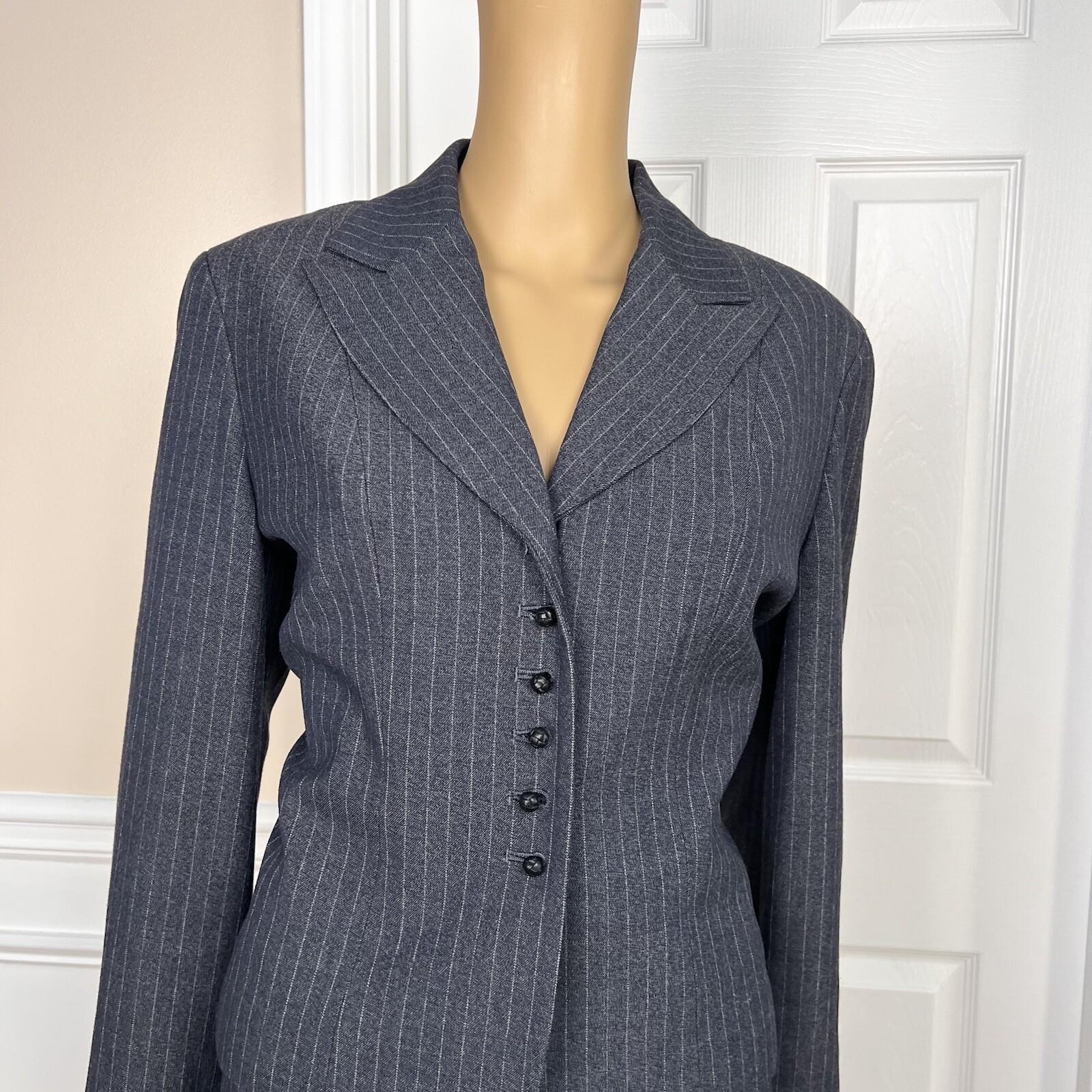 10-5036.jpg Larry Levine Spandex Rayon Polyester Pant Skirt Suit Size 8 Gray Lined 3PC New