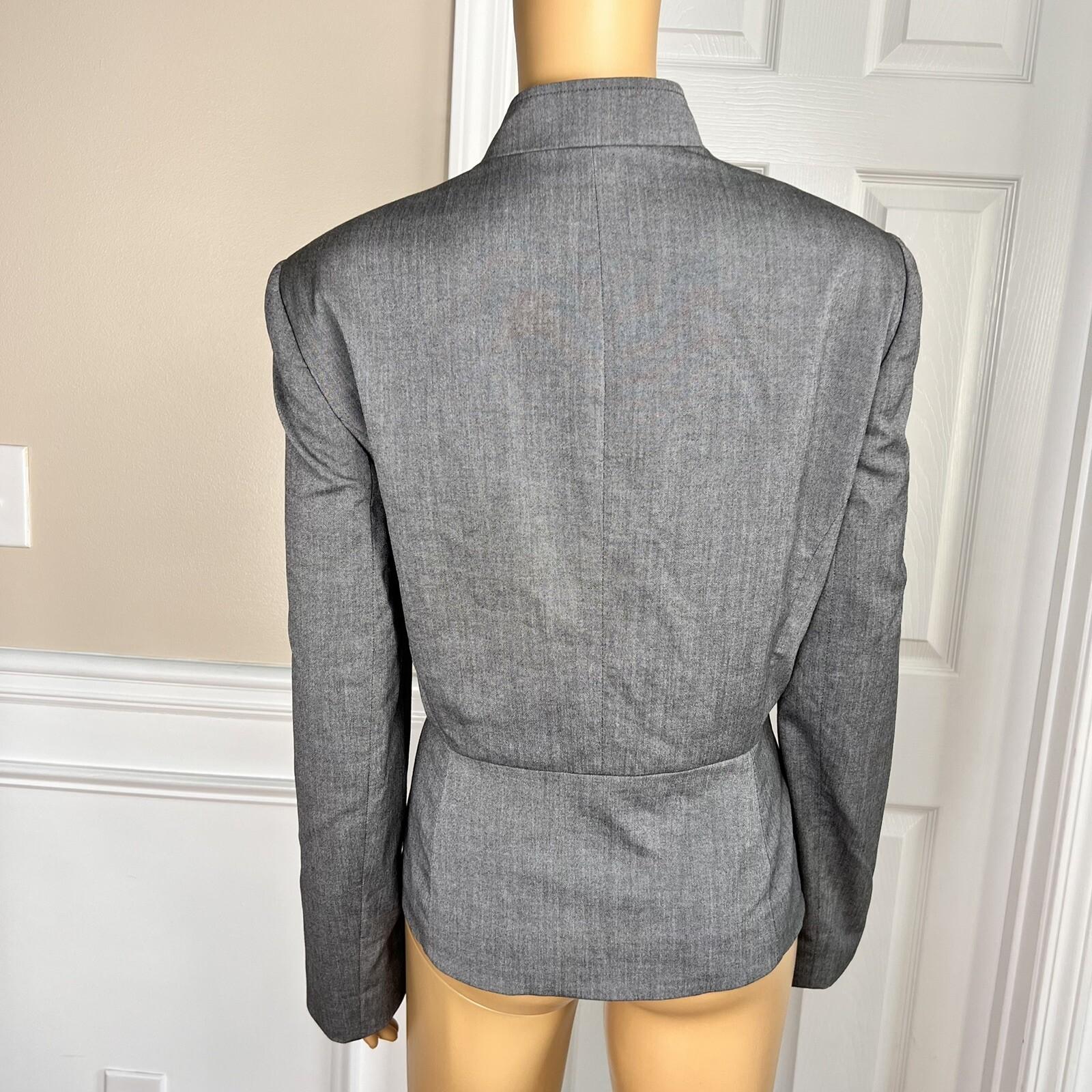 TAHARI ASL Gray Polyester Rayon Spandex Double Breasted Lined Blazer Size 14