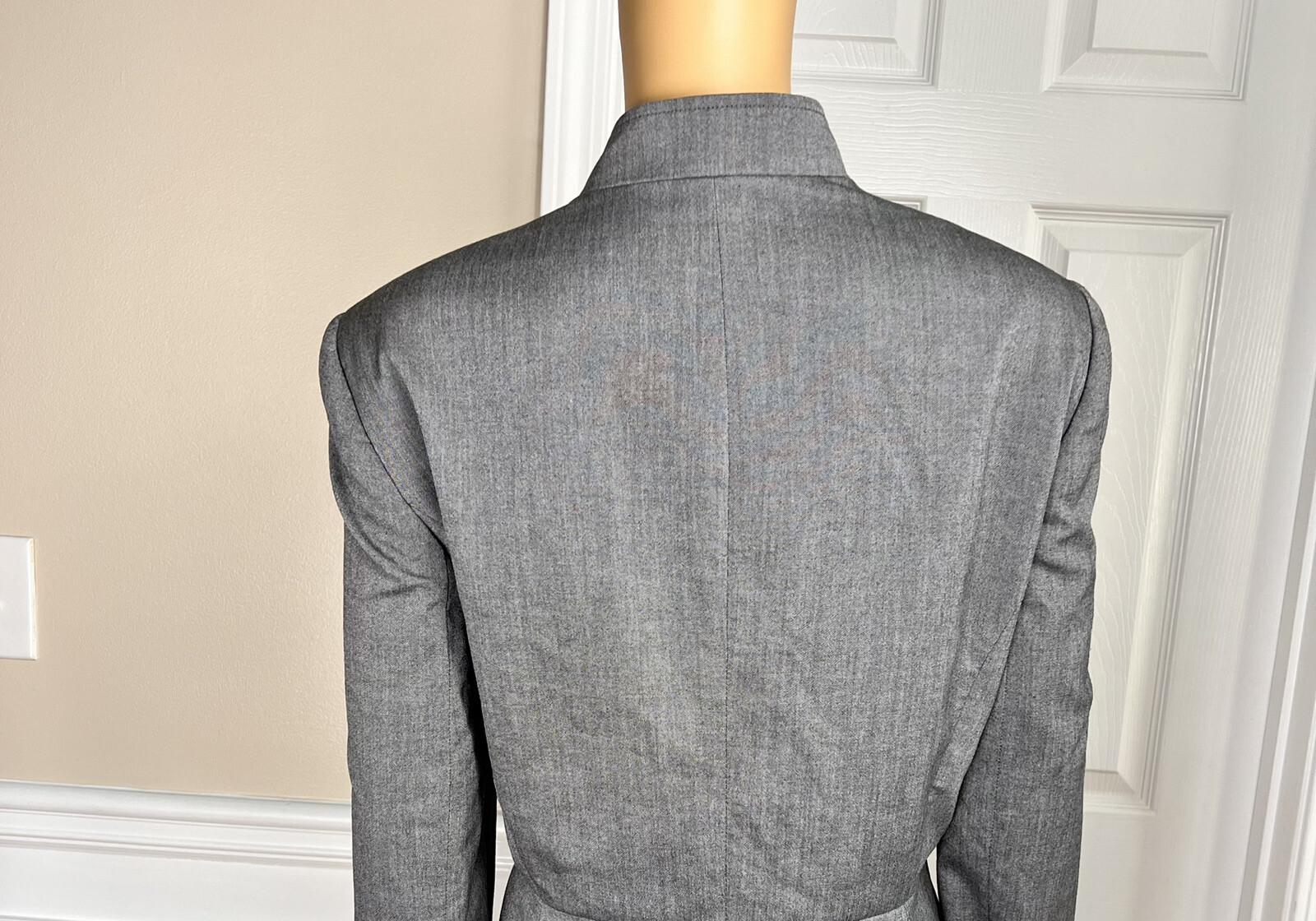 TAHARI ASL Gray Polyester Rayon Spandex Double Breasted Lined Blazer Size 14