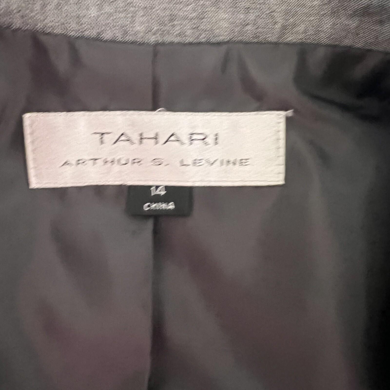 TAHARI ASL Gray Polyester Rayon Spandex Double Breasted Lined Blazer Size 14
