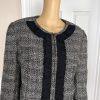 TAHARI ASL Women Black White Tweed Lined Collarless Ruffle Blazer Size 14W