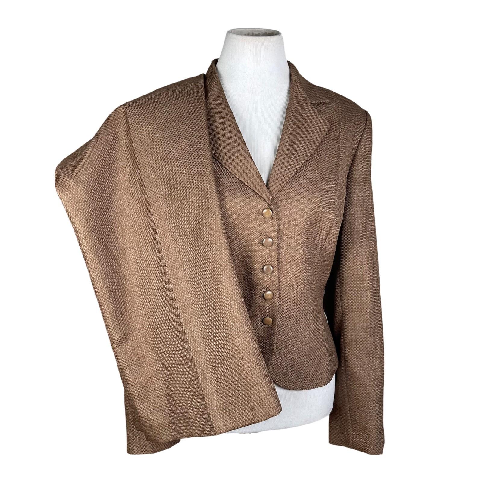 John Meyer Polyester Pant Suit Size 14 Taupe Lined Notch Collar Lined 2PC New