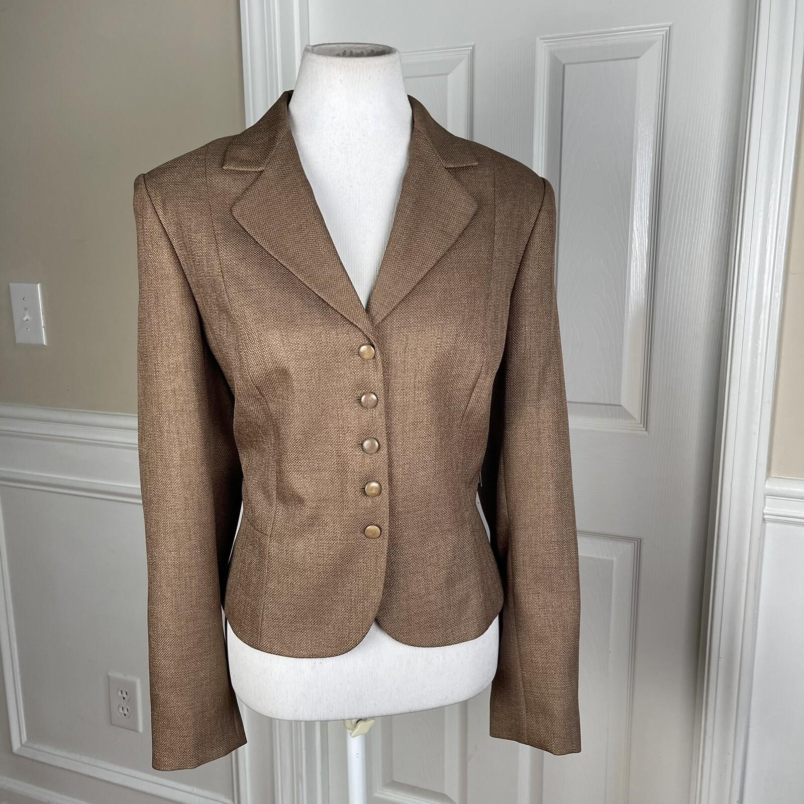John Meyer Polyester Pant Suit Size 14 Taupe Lined Notch Collar Lined 2PC New