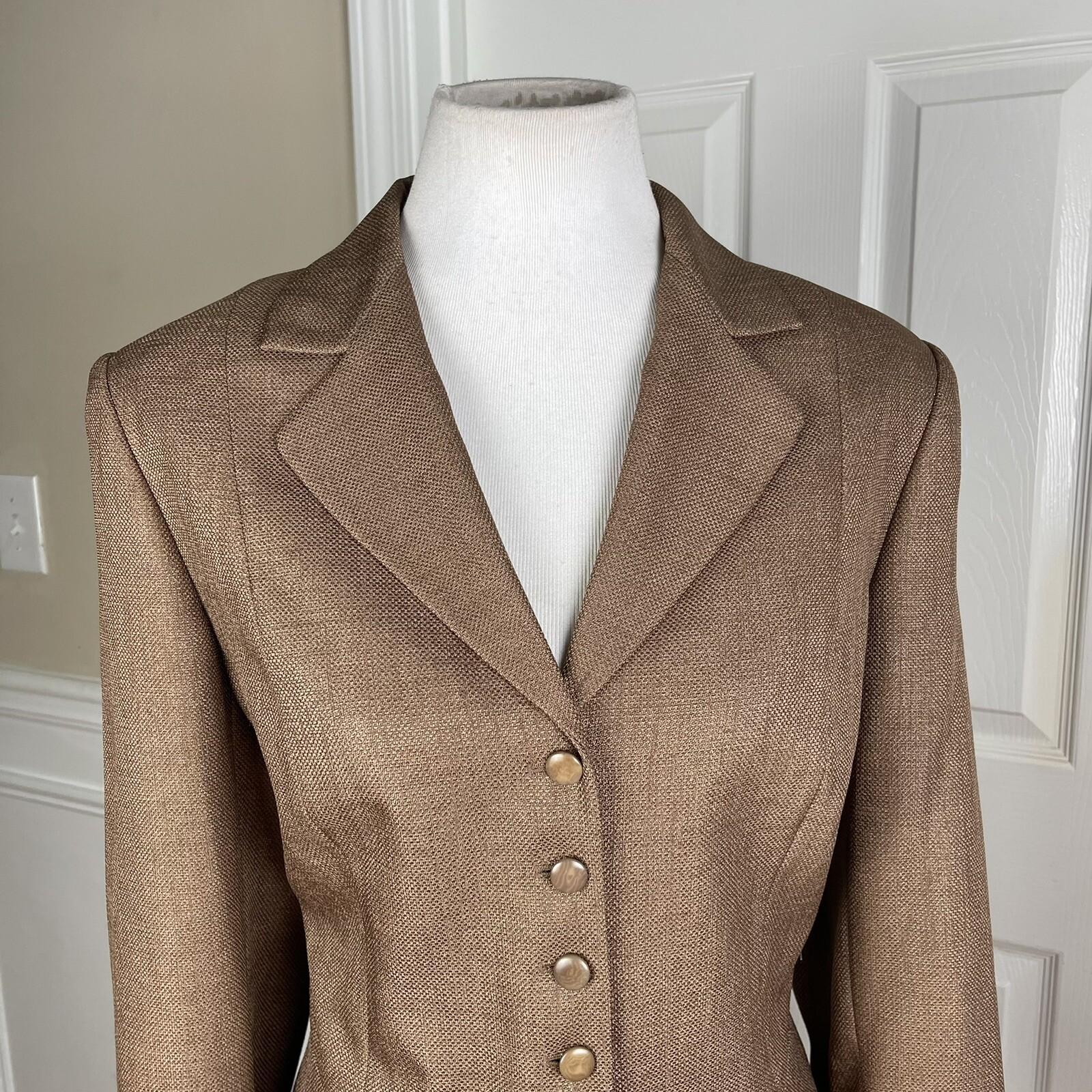 John Meyer Polyester Pant Suit Size 14 Taupe Lined Notch Collar Lined 2PC New