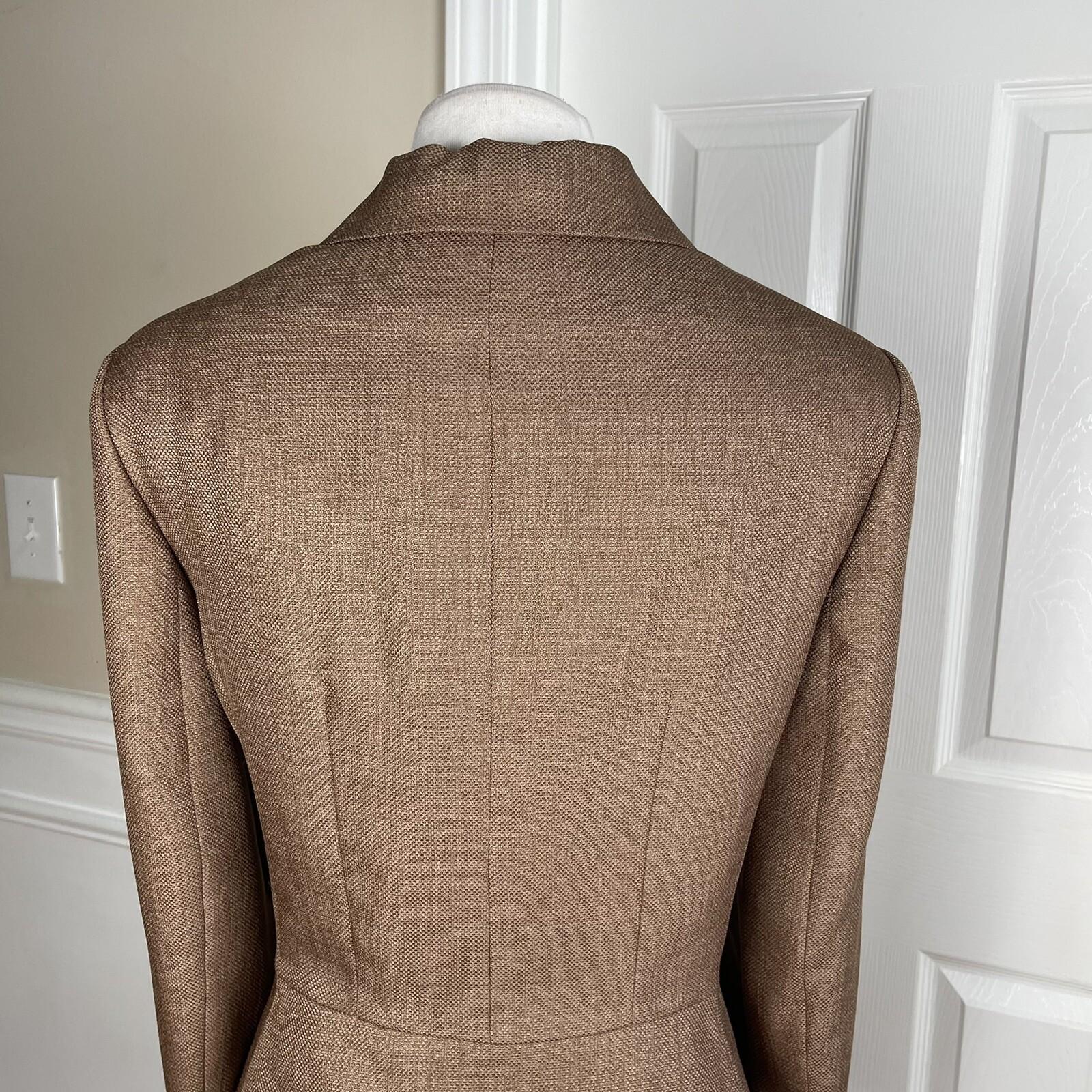 John Meyer Polyester Pant Suit Size 14 Taupe Lined Notch Collar Lined 2PC New