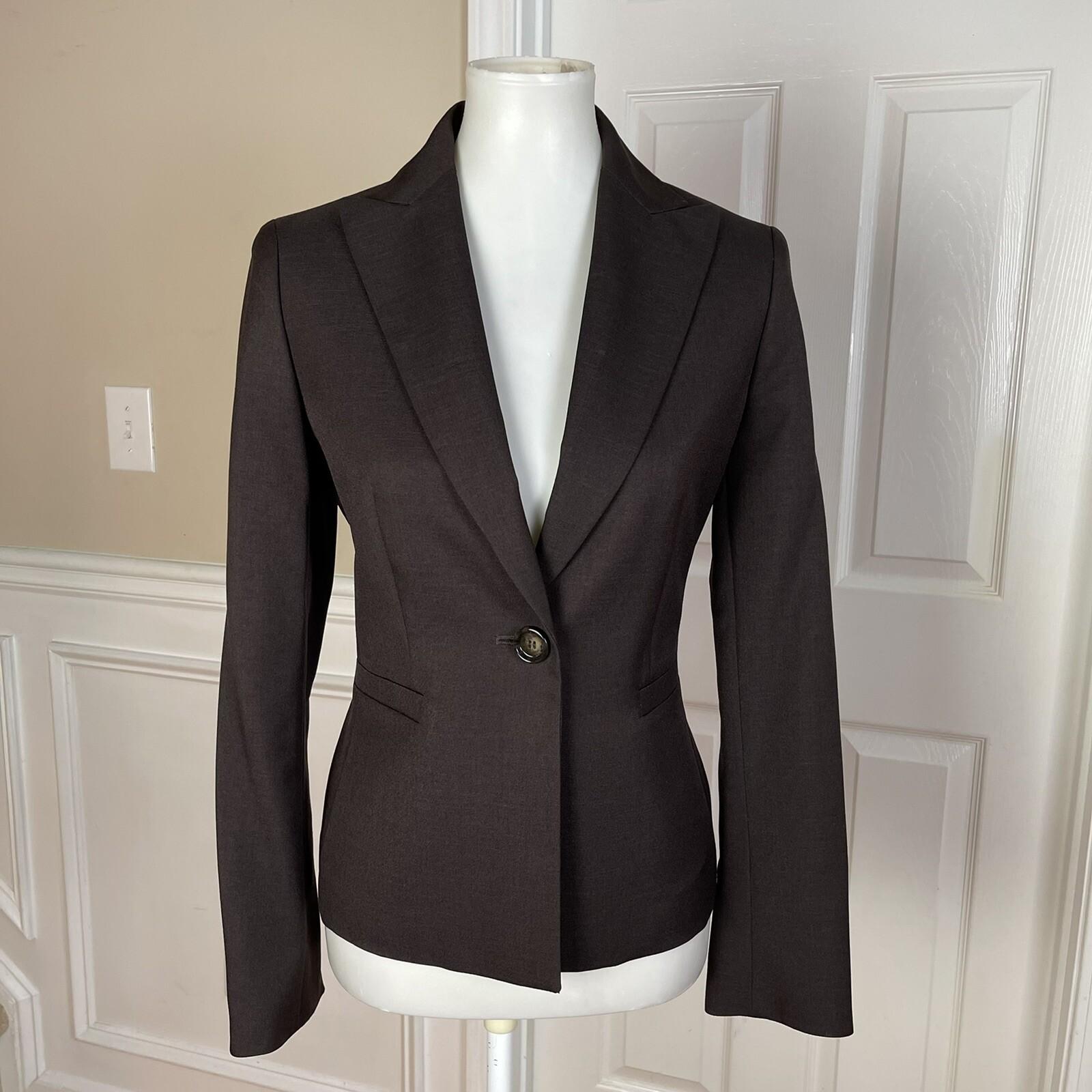 KASPER Women Brown Polyester Lined Single Breasted Blazer  Suit Size 6P
