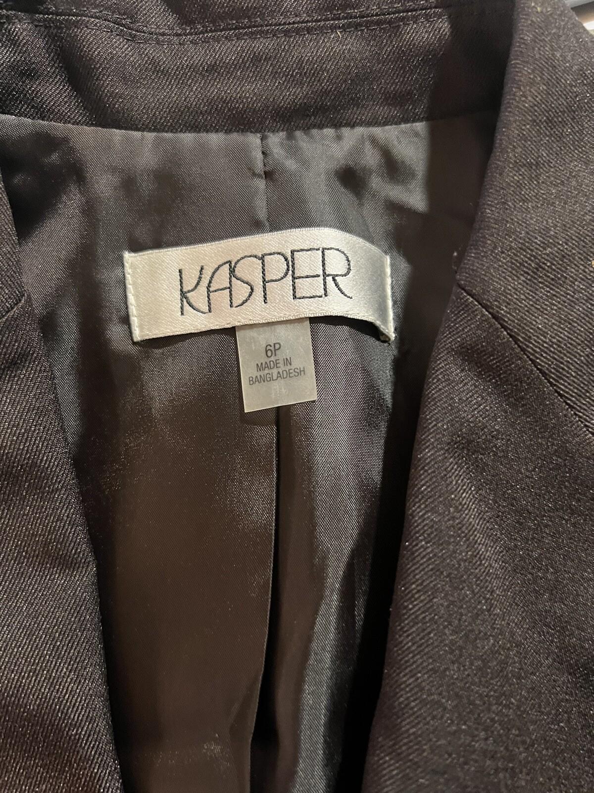 KASPER Women Brown Polyester Lined Single Breasted Blazer  Suit Size 6P