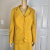 New EMILY Women 2PC Mustard Polyester Lined Tiered Skirt Suit Size 18W