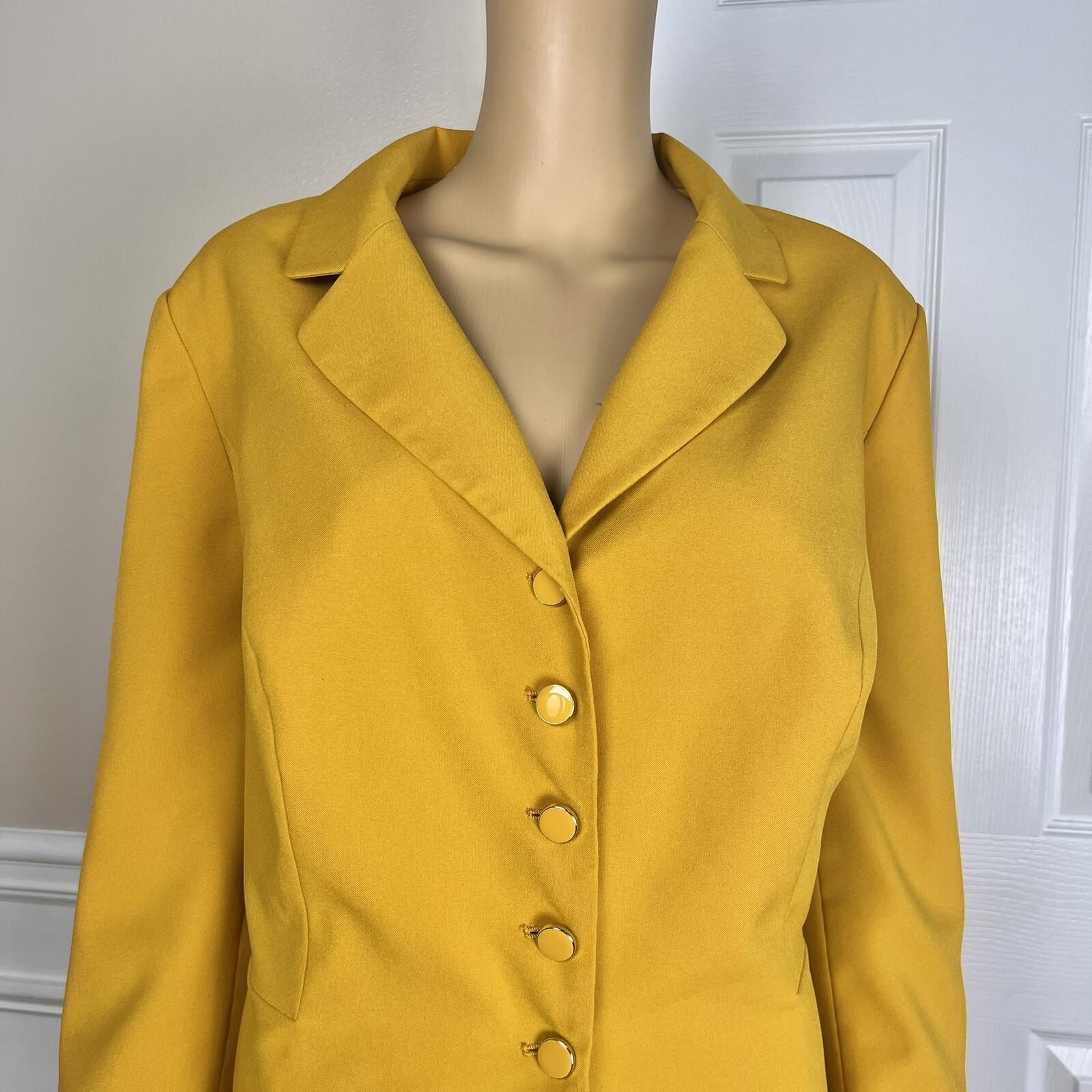 New EMILY Women 2PC Mustard Polyester Lined Tiered Skirt Suit Size 18W