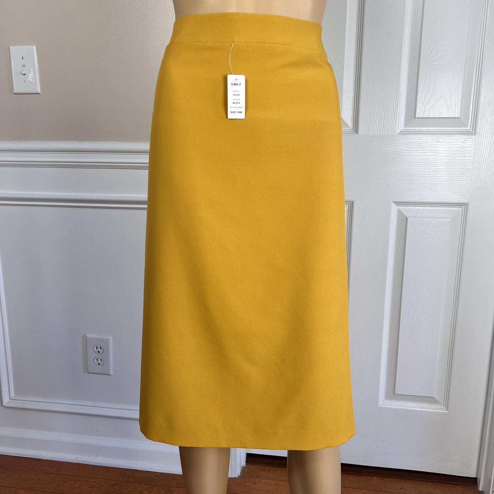 New EMILY Women 2PC Mustard Polyester Lined Tiered Skirt Suit Size 18W