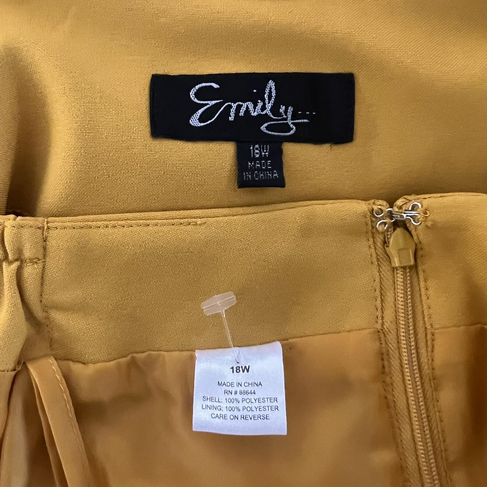 New EMILY Women 2PC Mustard Polyester Lined Tiered Skirt Suit Size 18W
