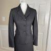 SUIT STUDIO Women 2PC Black Polyester Single breasted Skirt Suit Size 4P
