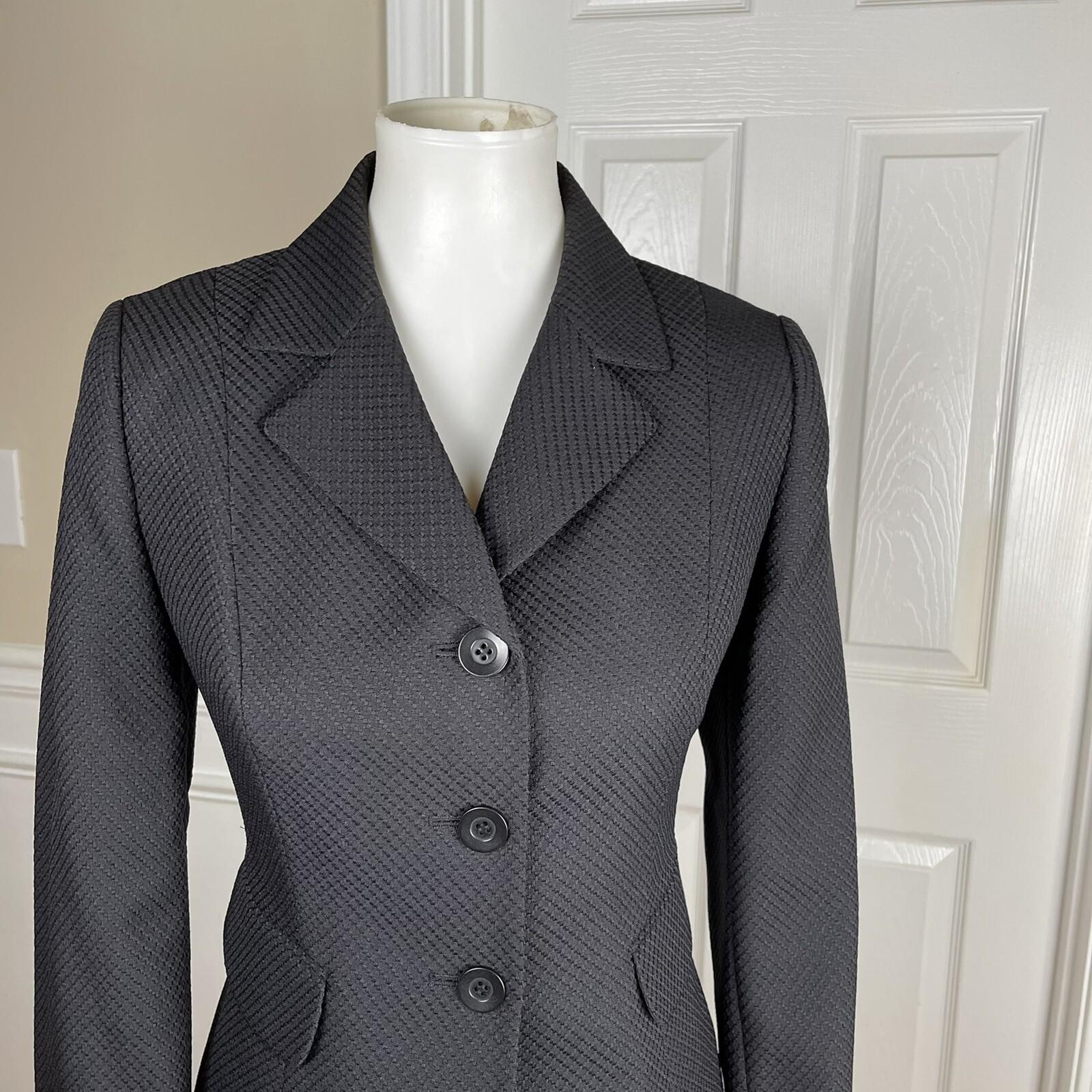 SUIT STUDIO Women 2PC Black Polyester Single breasted Skirt Suit Size 4P