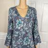 Anthropologie Maeve Rayon Stretch Polyester Dress Size M Blue Floral 3/4 Sleeves